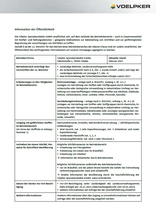 Information der Öffentlichkeit